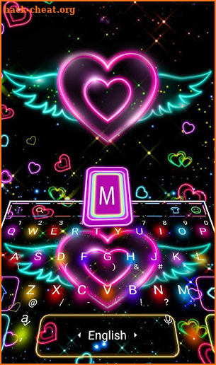 Colorful Neon Sparkling Heart Keyboard Theme screenshot