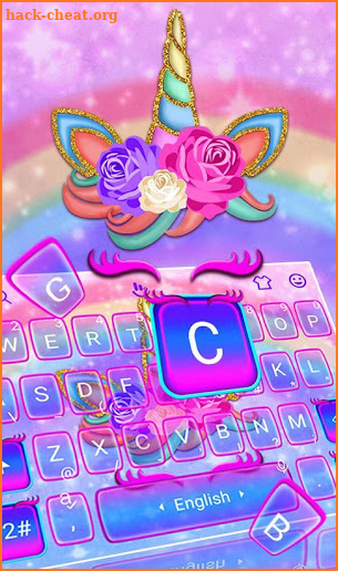 Colorful Pink Glitter Unicorn Keyboard Theme screenshot