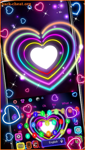 Colorful Sparkle Neon Heart Keyboard screenshot
