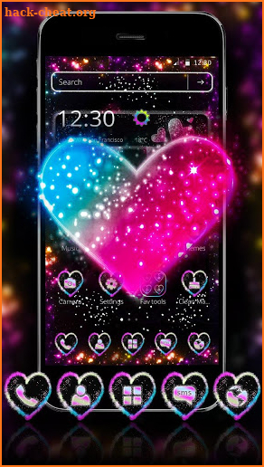 Colorful Sparkling Heart Theme screenshot