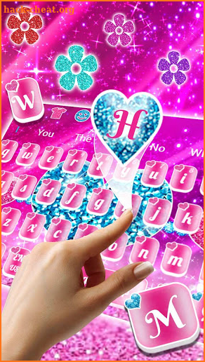 Colourful Glitter Heart Keyboard Theme💖 screenshot