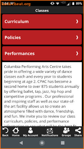 Columbia Performing Arts Centre screenshot