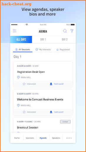 Comcast Business Events screenshot