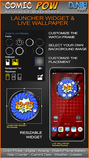 Comic Pow HD Watch Face Widget & Live Wallpaper screenshot