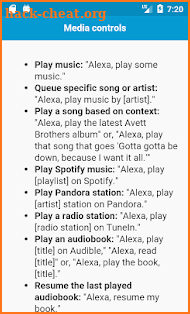 Commands for Alexa screenshot