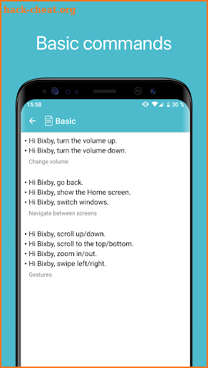 Commands for Bixby screenshot