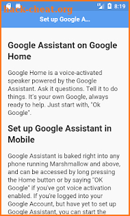 Commands for Google Assistant screenshot