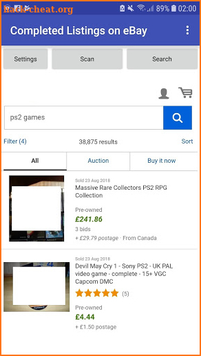 Completed Listings on eBay screenshot