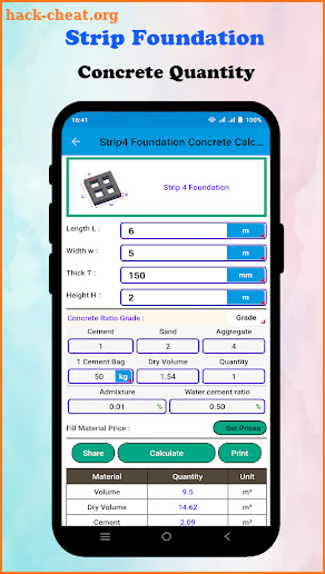 Concrete Calculator PRO screenshot