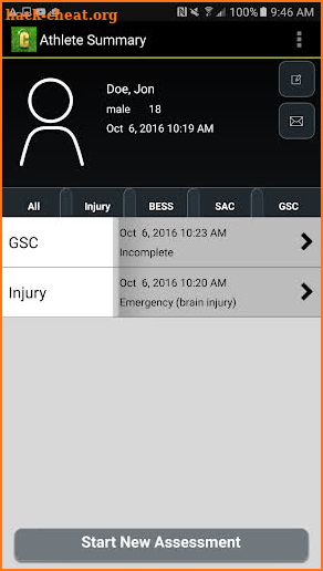 Concussion Assessment&Response screenshot