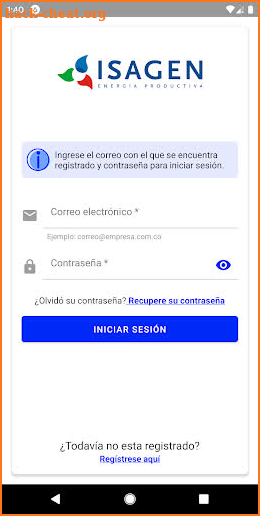 Conexión e - ISAGEN screenshot