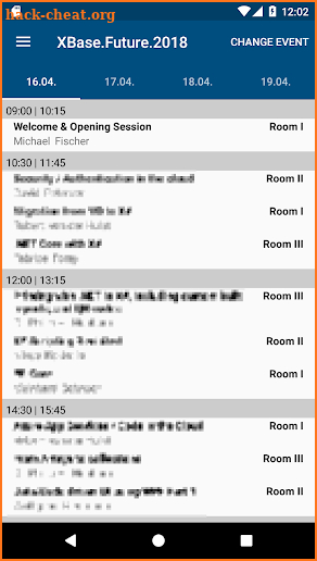 Conference Schedule screenshot