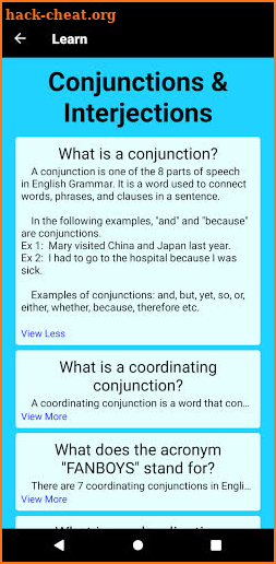 Conjunctions & Interjections screenshot