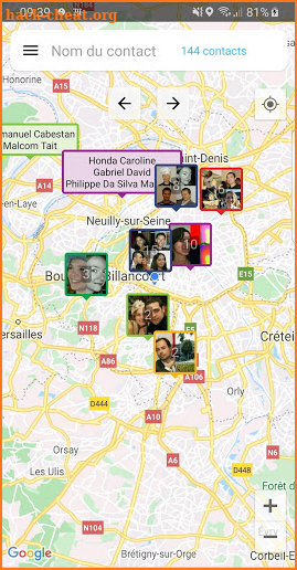 Contact on Map screenshot
