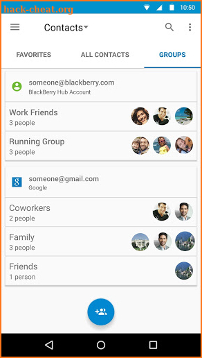 Contacts by BlackBerry screenshot