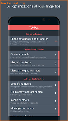 Contacts Optimizer screenshot