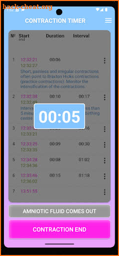 Contraction Timer screenshot