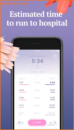 Contraction timer & tracker app screenshot