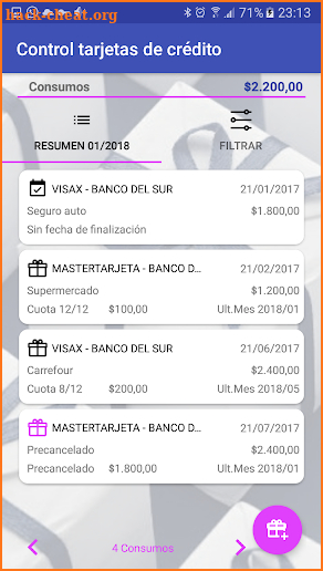 Control credit cards PRO screenshot