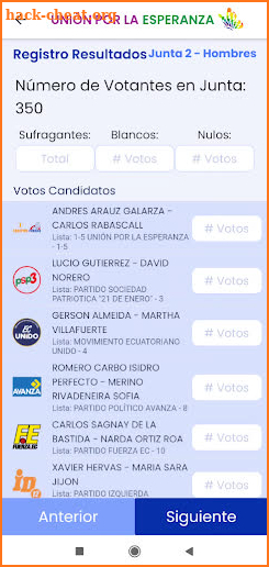 Control Electoral UNES screenshot