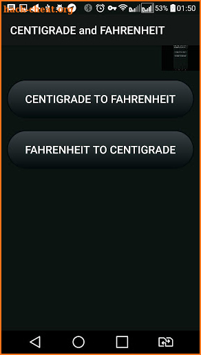Convertor Between Centigrade and Fahrenheit screenshot