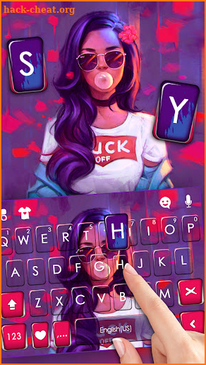 Cool Bubble Gum Girl Keyboard Background screenshot