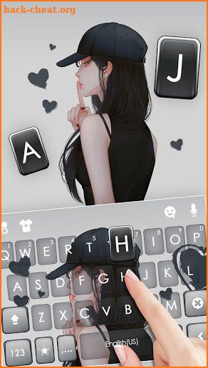 Cool Cap Girl Keyboard Background screenshot