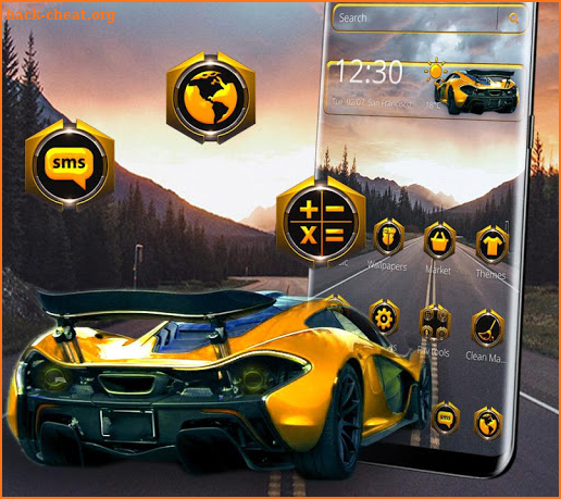 Cool Classic Yellow Car Theme screenshot