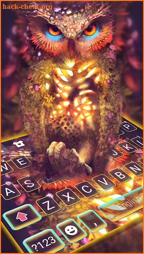 Cool Golden Owl Keyboard Background screenshot