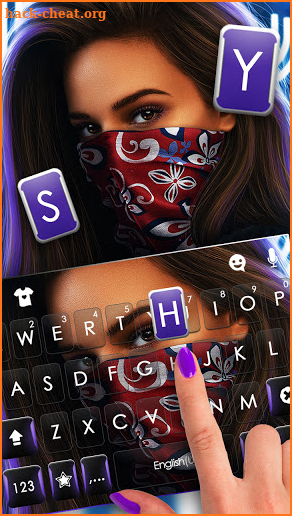 Cool Mask Girl Keyboard Background screenshot