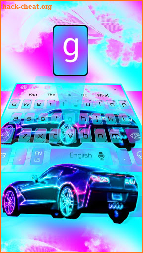 Cool Neon Blue Car Keyboard screenshot