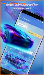 Cool Neon Blue Sports Car Keyboard Theme screenshot