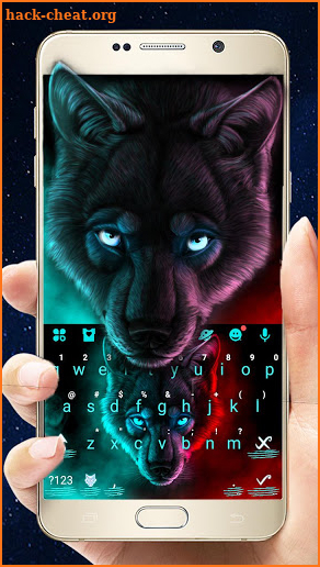 Cool Neon Wolf Keyboard Theme screenshot
