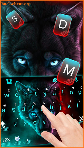 Cool Neon Wolf Keyboard Theme screenshot