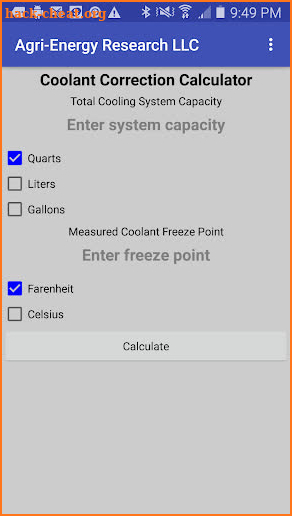 Coolant Correction Calculator screenshot