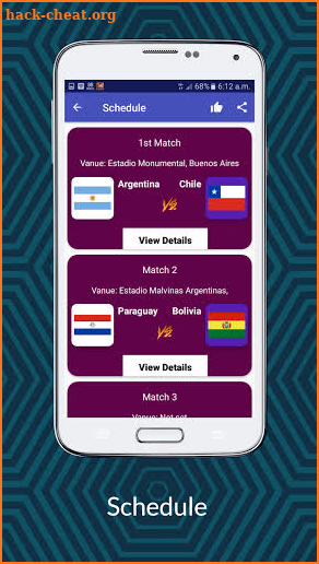 Copa America 2021 Schedule Team Squad Point Table screenshot