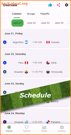 Copa America 2024 Schedule screenshot