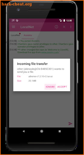 CoreIRC - social chat and file transfers screenshot
