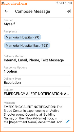 CORES Messages screenshot