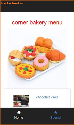 corner bakery menu screenshot