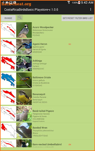 Costa Rica Birds FGuide Basic screenshot