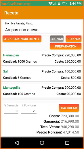 Costo Recetas Pro screenshot
