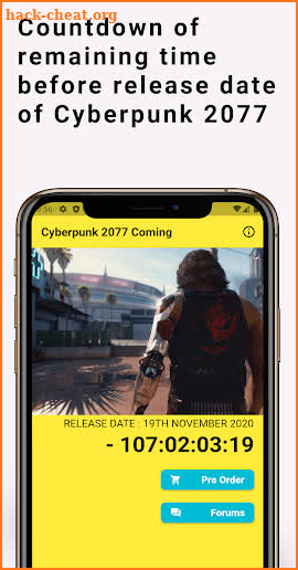Countdown of Cyberpunk 2077 - Include game info screenshot