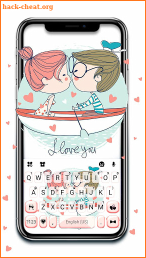 Couple Kiss Doodle Keyboard Theme screenshot