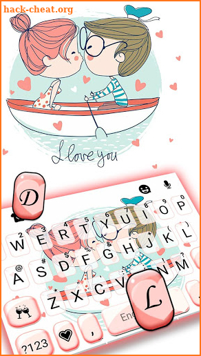 Couple Kiss Doodle Keyboard Theme screenshot