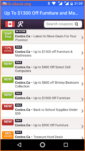 Coupons for Costco Wholesales discount screenshot