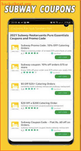 Coupons for Subway - Free coupons & deals screenshot