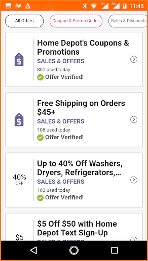 Coupons for The Home Depot screenshot