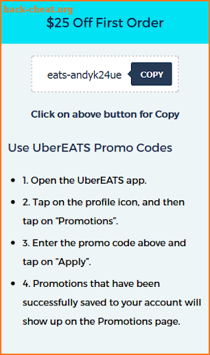 Coupons for UberEats - Free Meal screenshot
