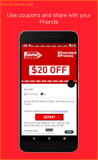Coupons Overstock discount promo codes by Couponat screenshot